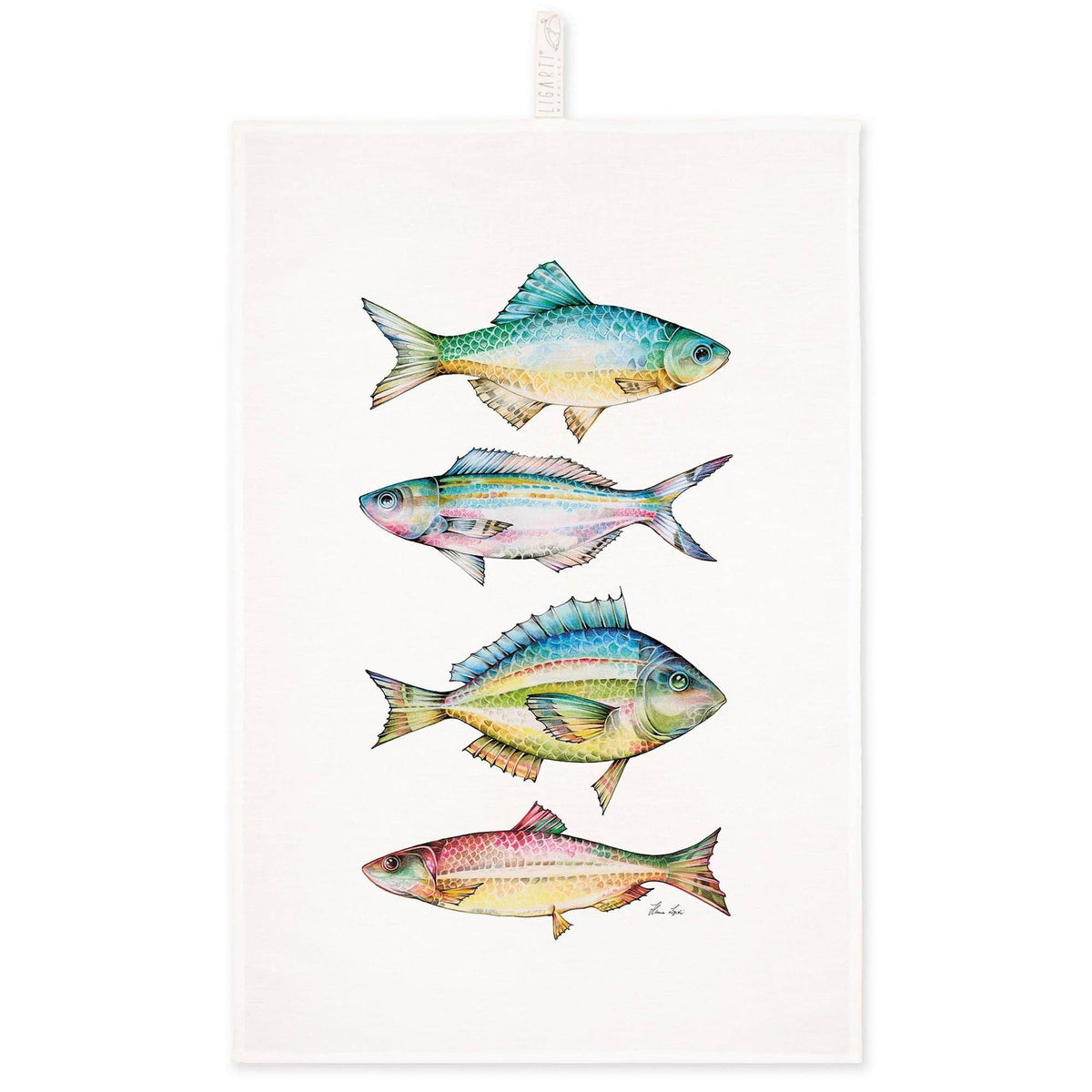 Torchon – Quatre Poissons Colorés