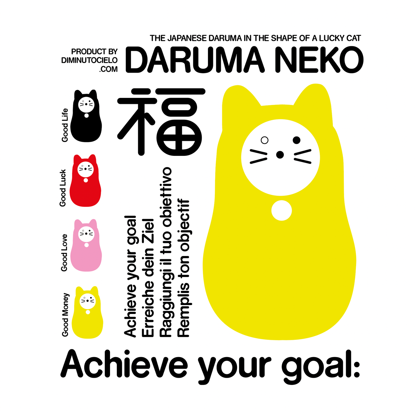 Rote Daruma Katze „Glück“