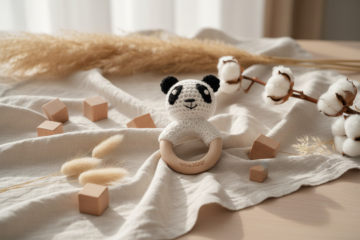 Hochet Anneau en Bois - Panda