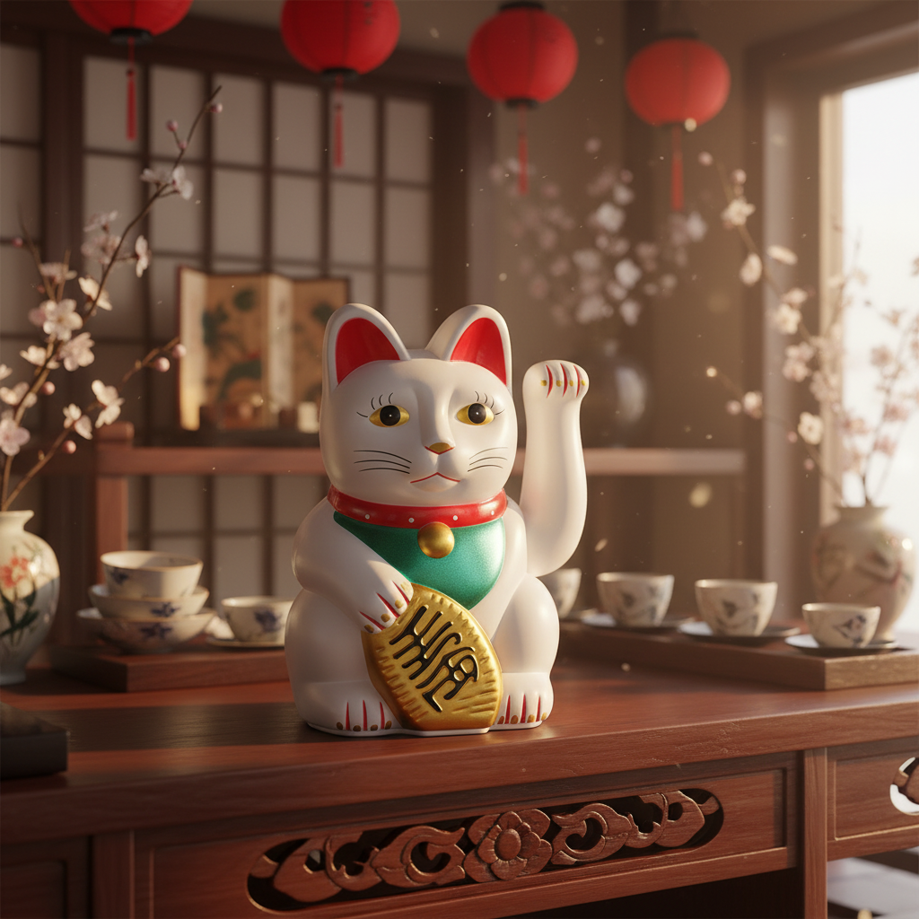 Chat Chanceux Classique Blanc