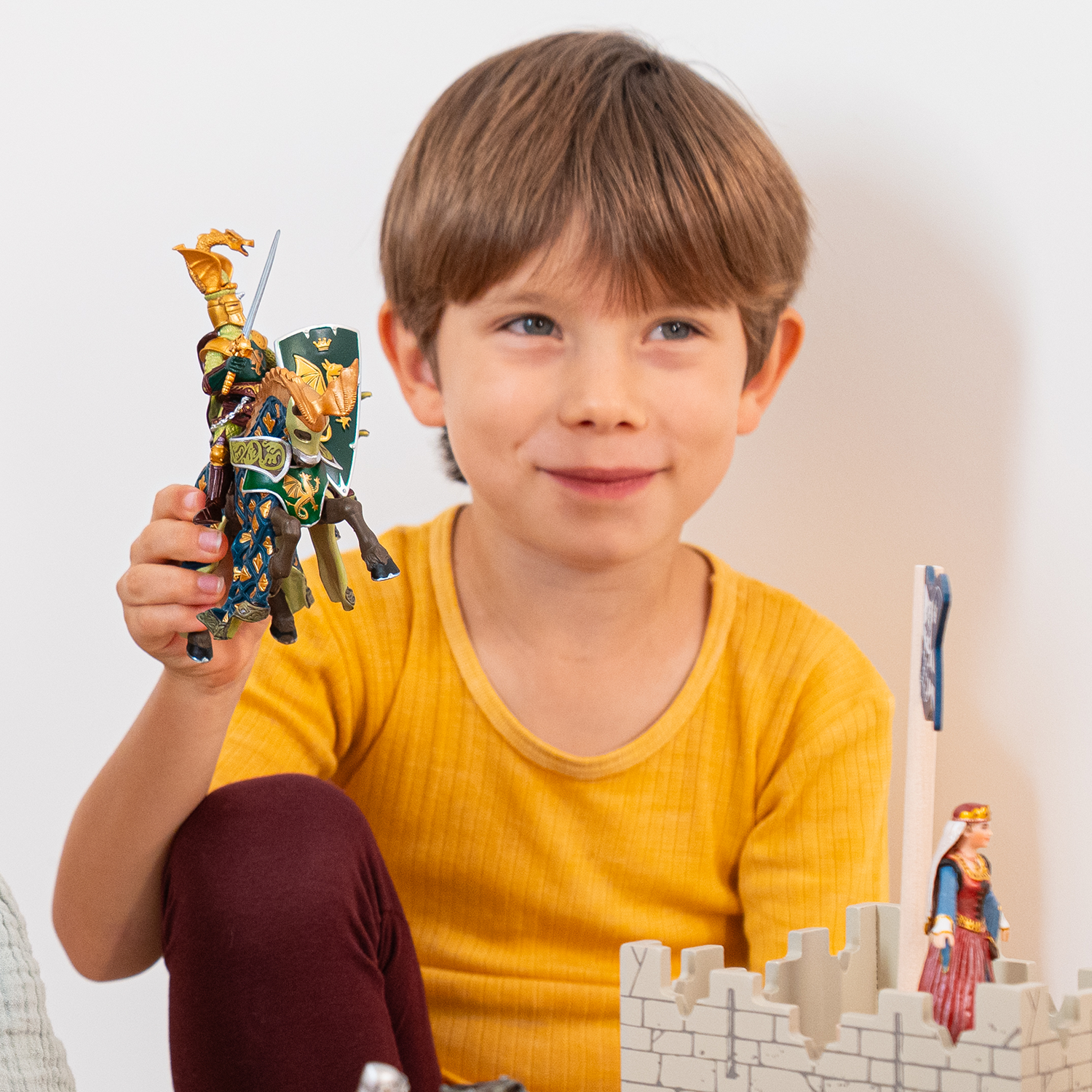 Figurine Cheval du Maître des armes cimier dragon Papo - personnage médiéval