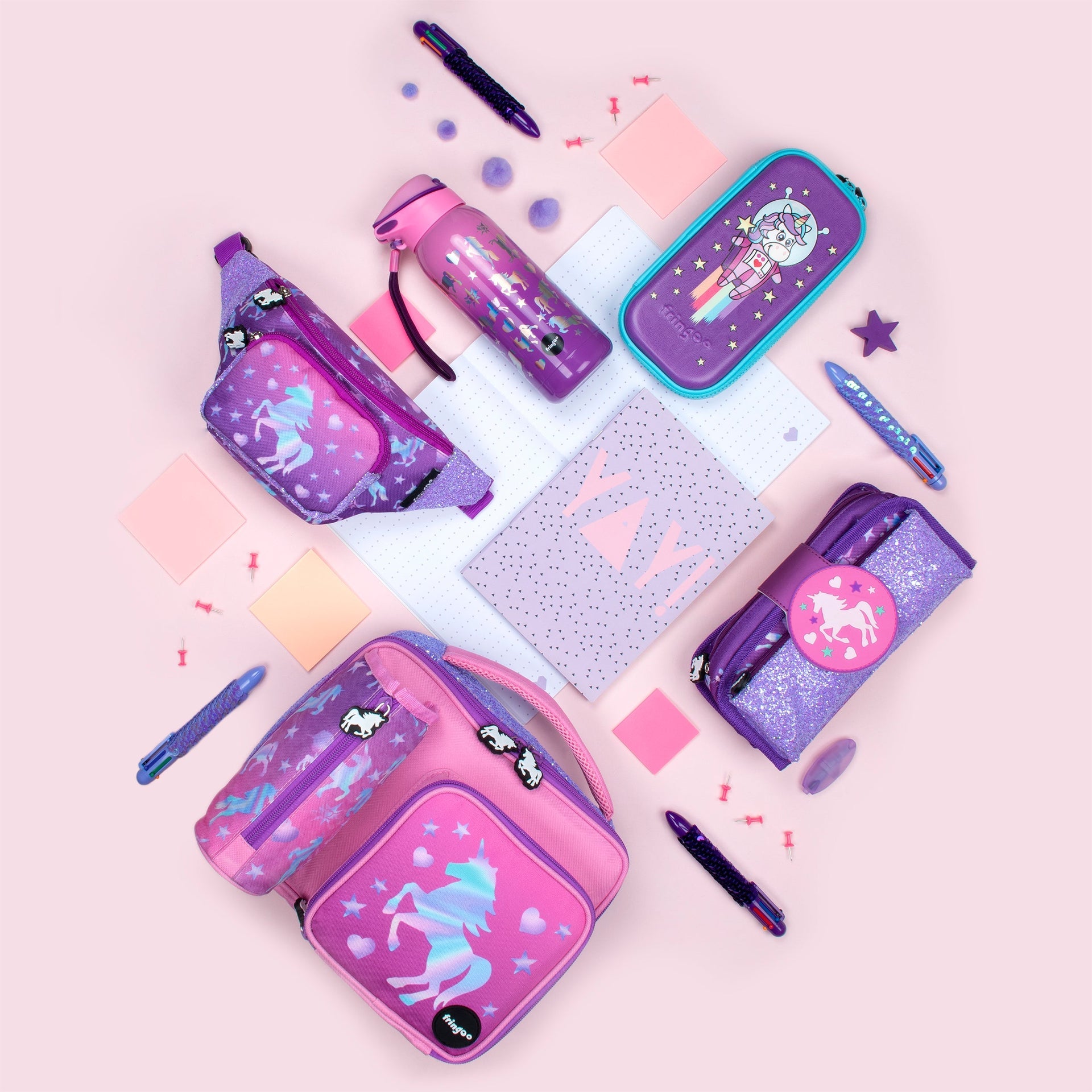Trousse scolaire avec patch en silicone – licorne Ombre
