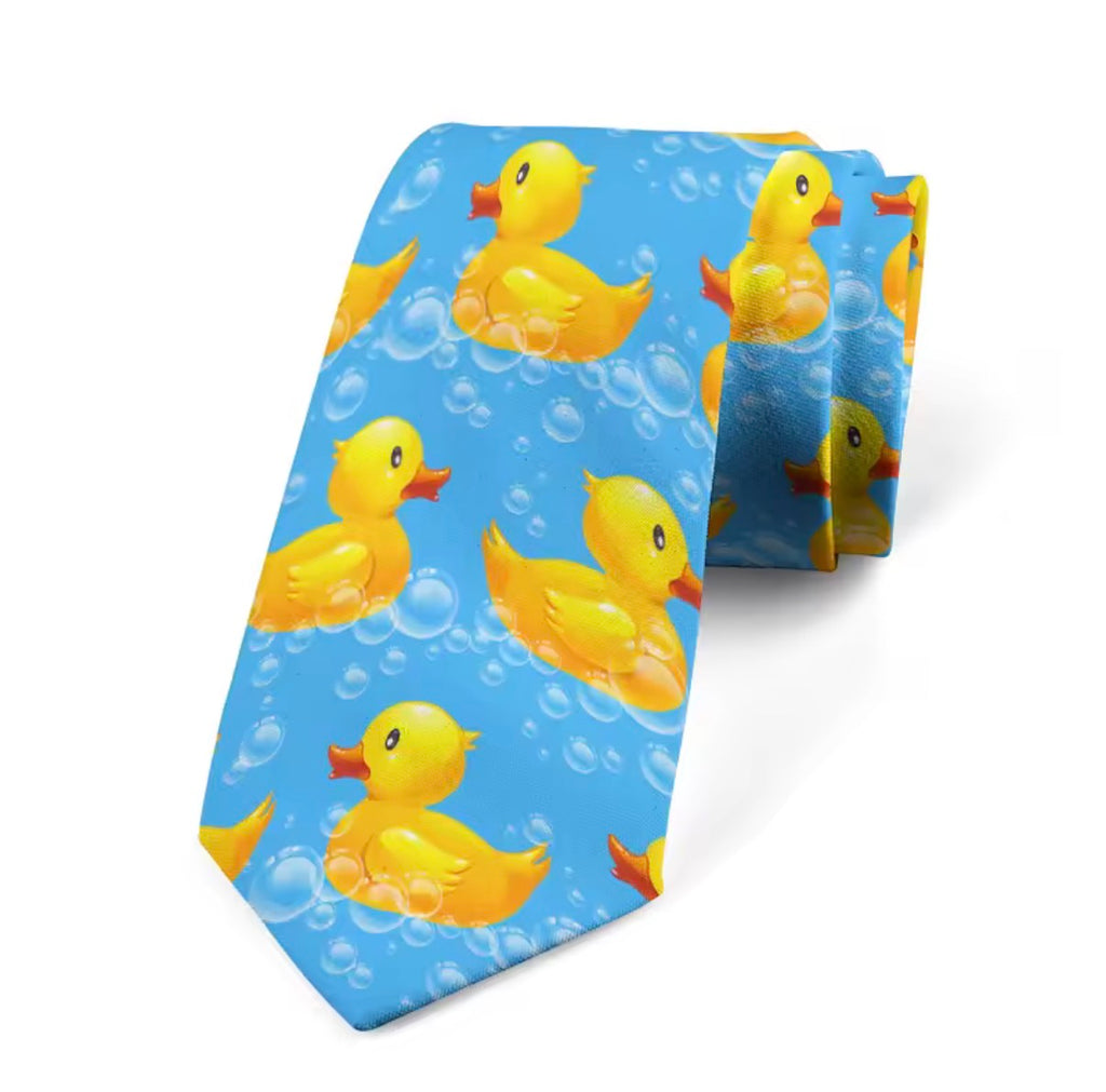 cravate originale homme motif canard jaune