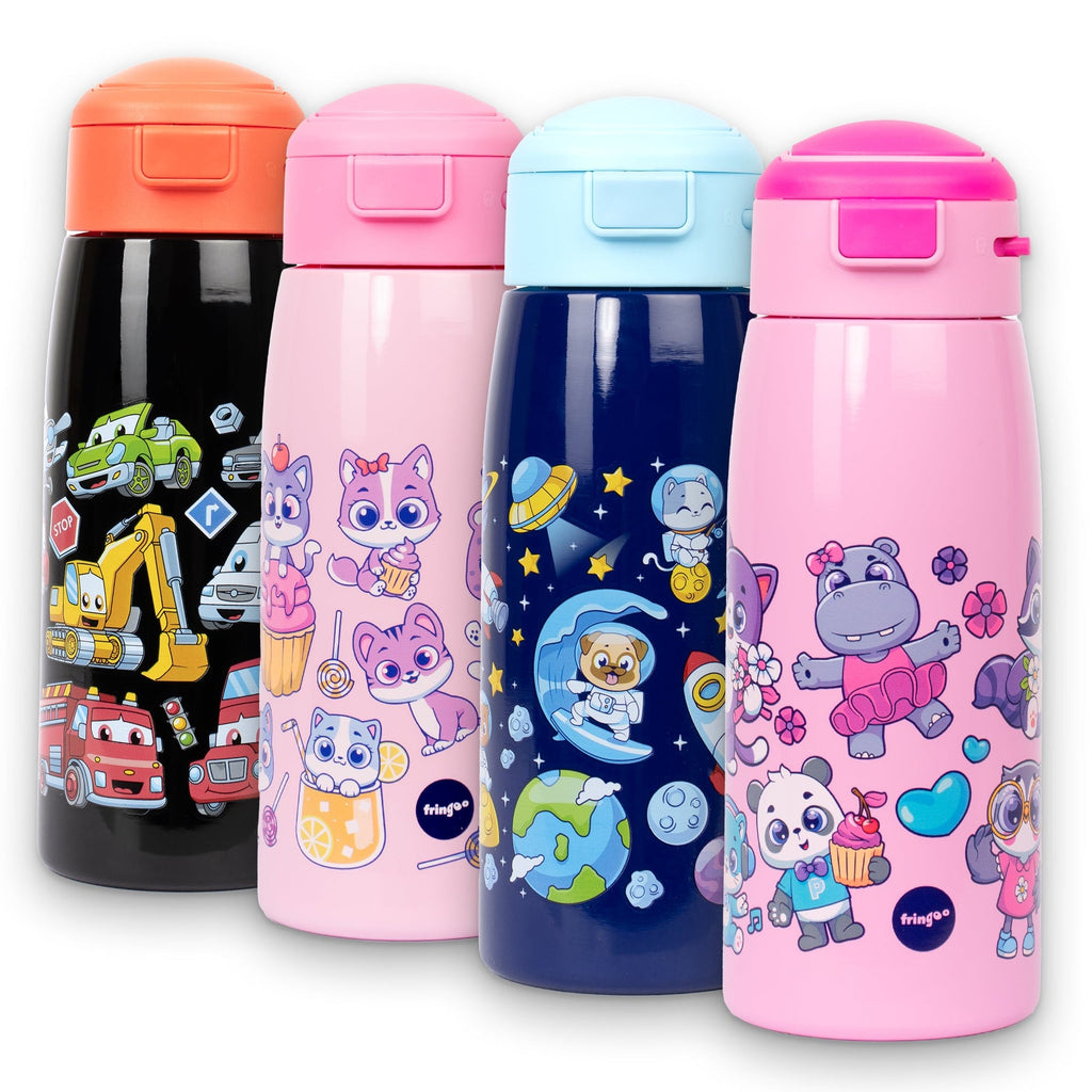 Gourde en acier inoxydable avec paille – acier inoxydable Bottle 350ml -Cute Animals