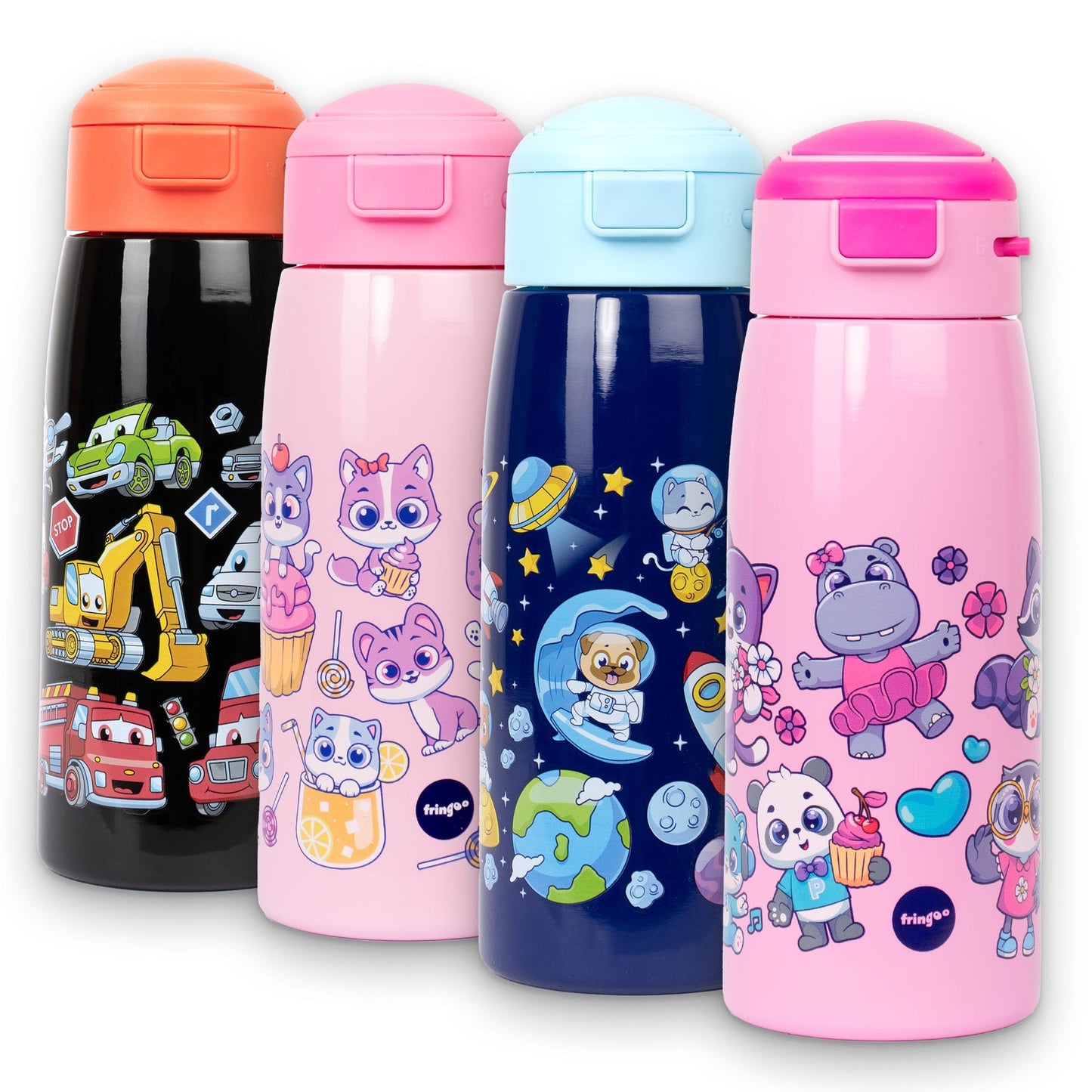 Gourde en acier inoxydable avec paille – acier inoxydable Bottle 350ml -Cute Animals