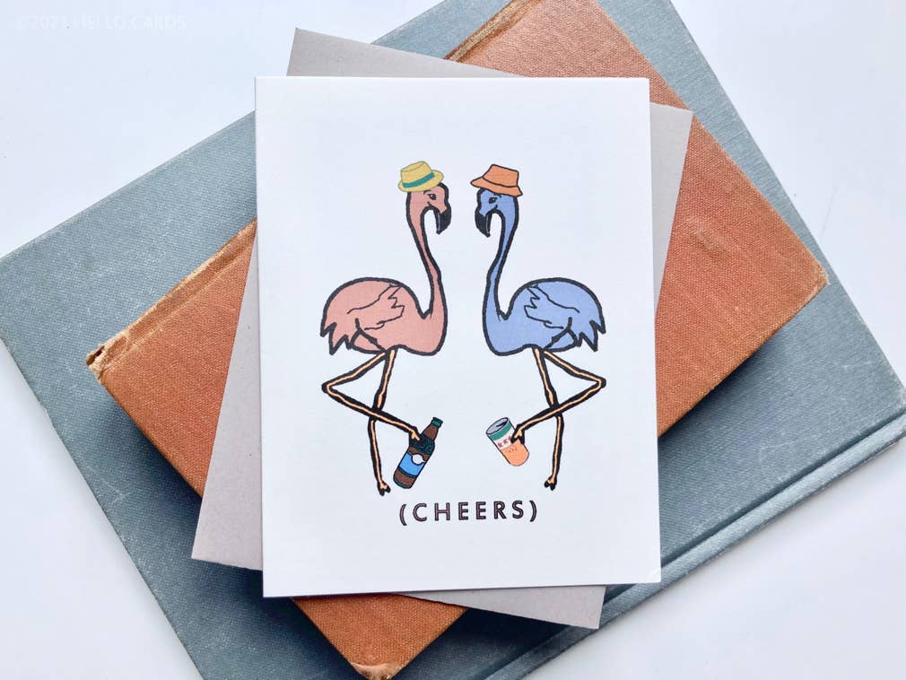 Carte de vœux « Leggy Cheers » Flamingo