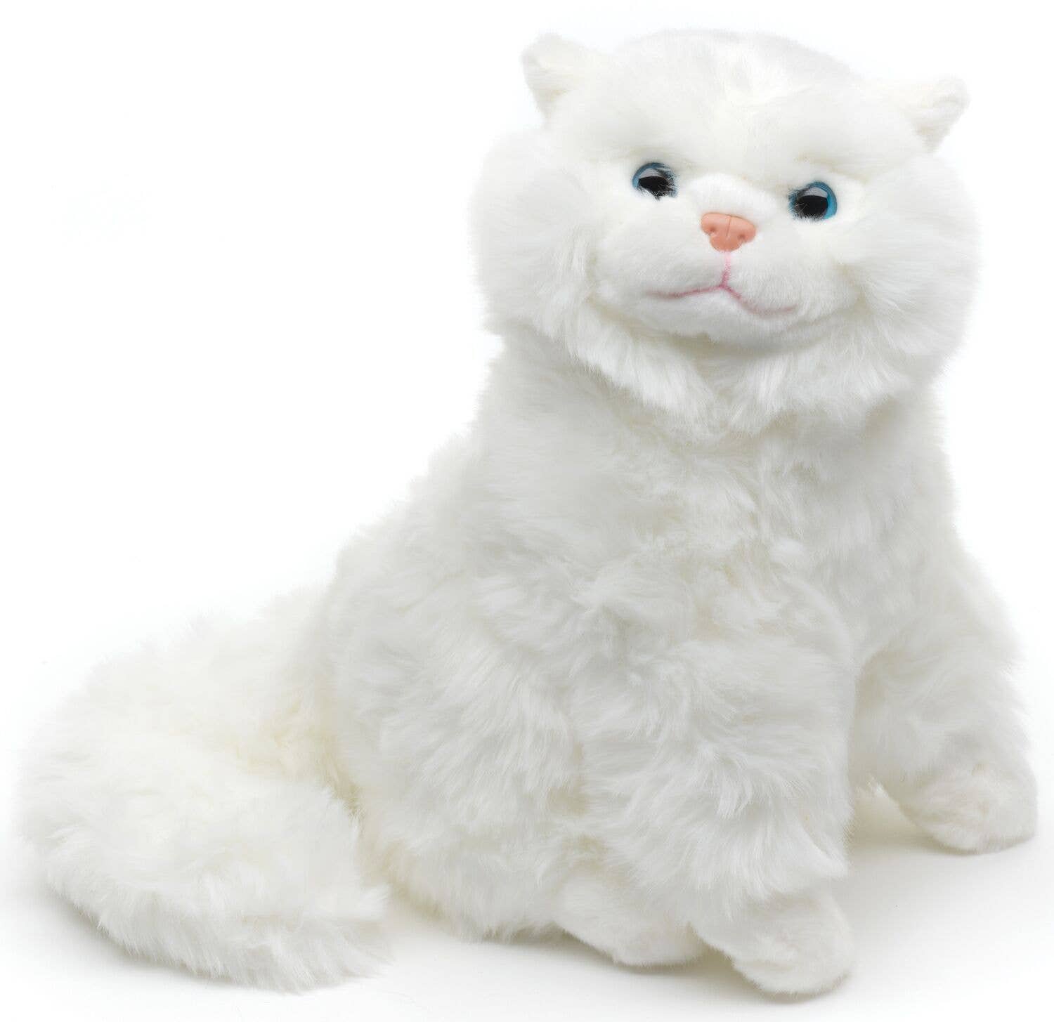 Chat persan blanc, assis - peluche Uni Toys