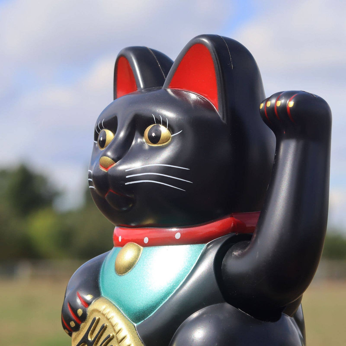 Chat chanceux noir 15cm