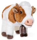 Vache blanche/brune, debout - avec grelot - peluche Uni Toys