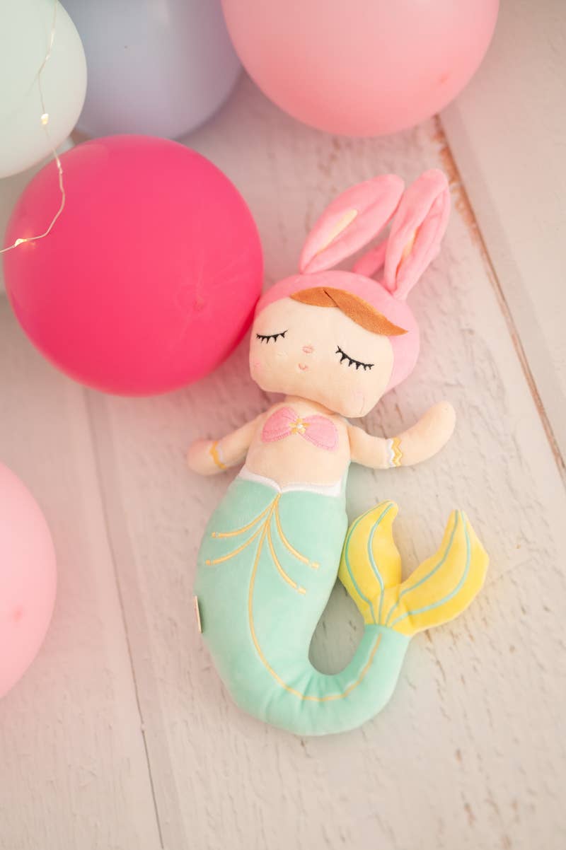 Poupée en Tissu Sirène Turquoise en tissu doux pour enfant