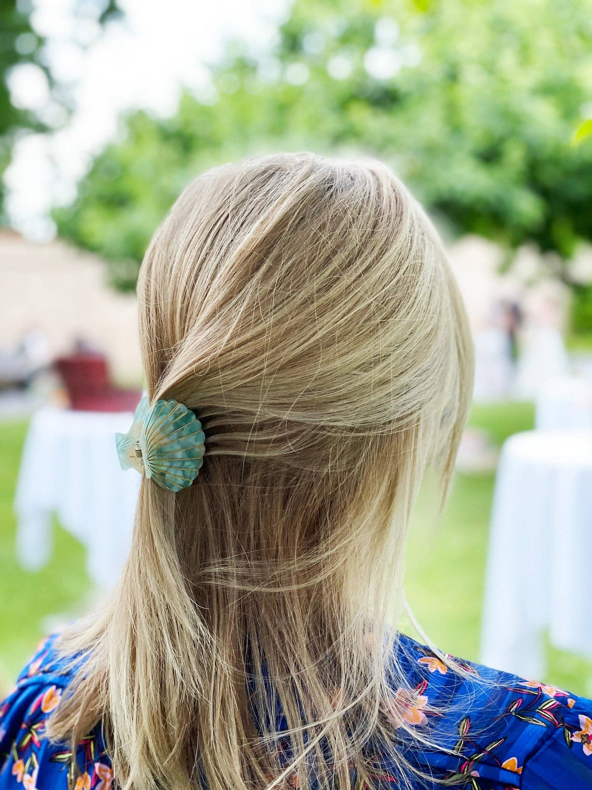 Pince à cheveux Coquillage rose pailleté
