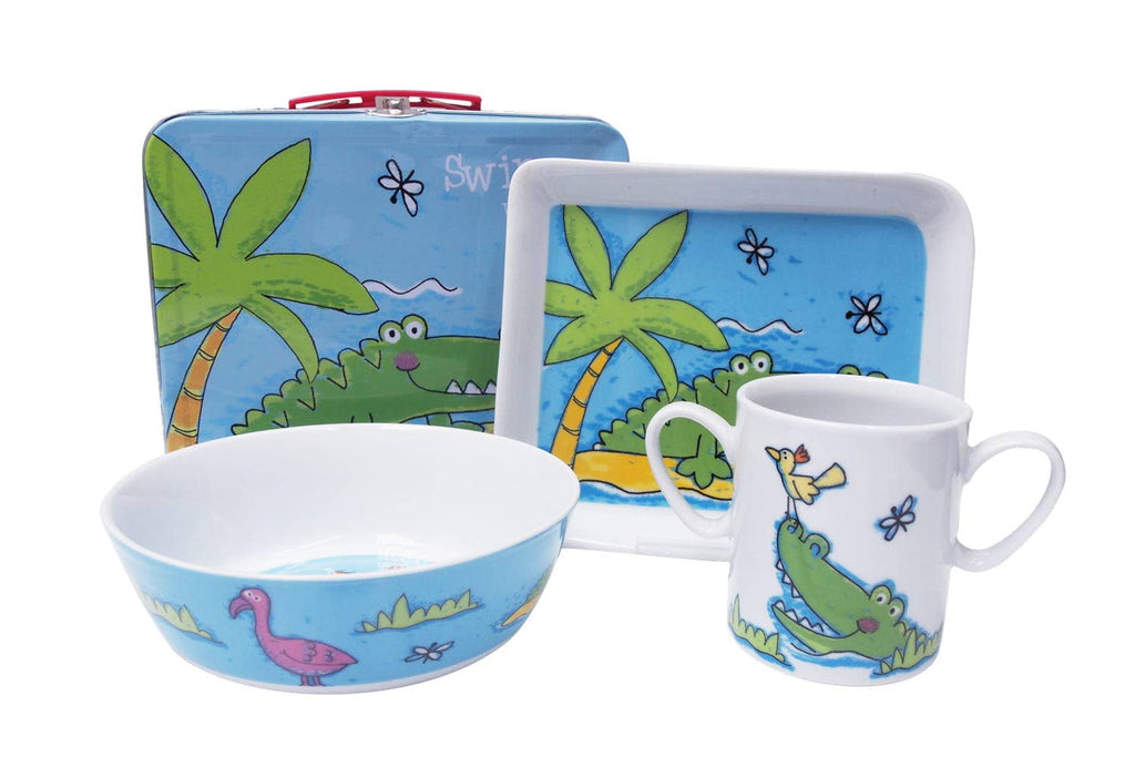 Service vaisselle enfant en porcelaine Zoo – coffret repas avec valise – vue 2