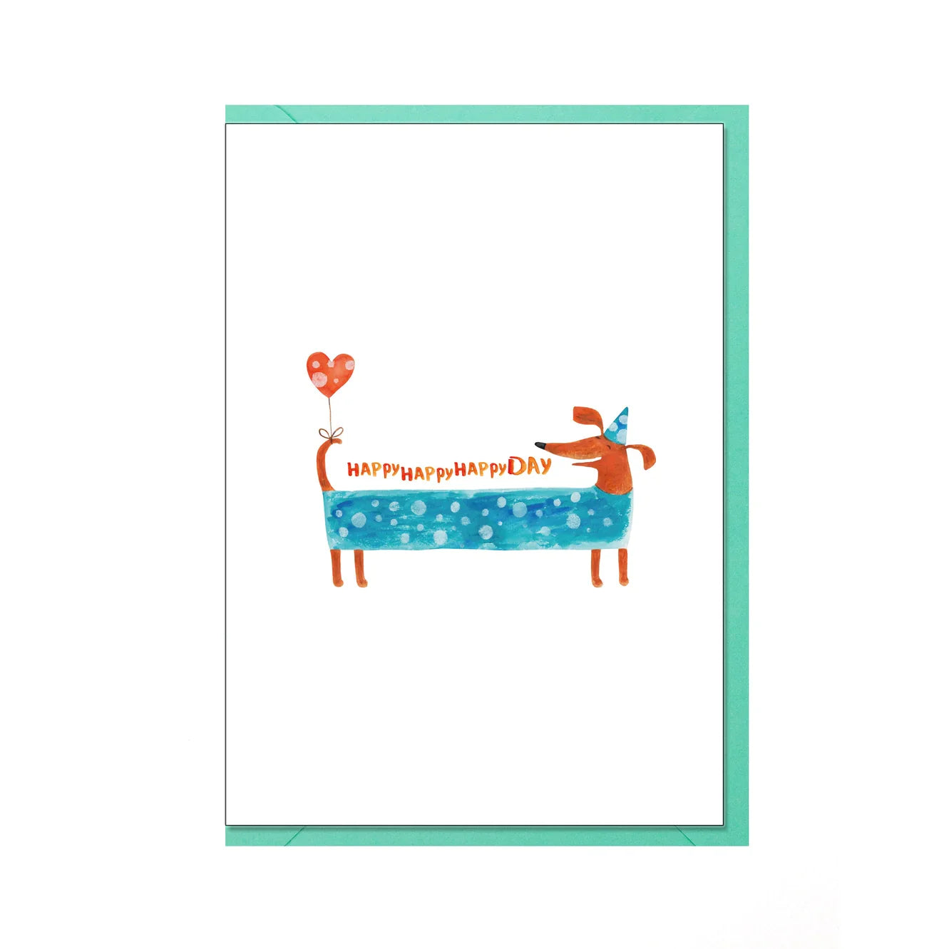 carte de voeux teckel happy happy happy day enveloppe FA60450 4060055093842
