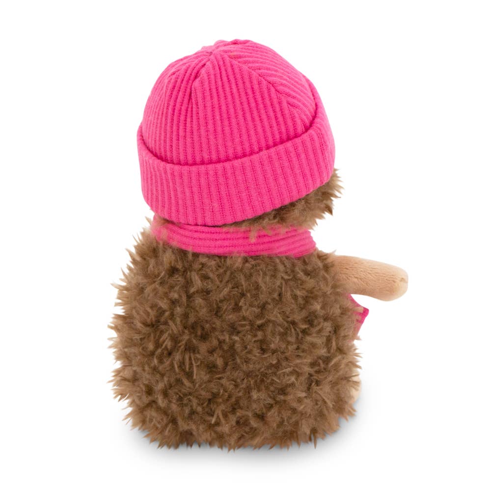 Peluche le hérisson Fluffy avec chapeau framboise 15cm