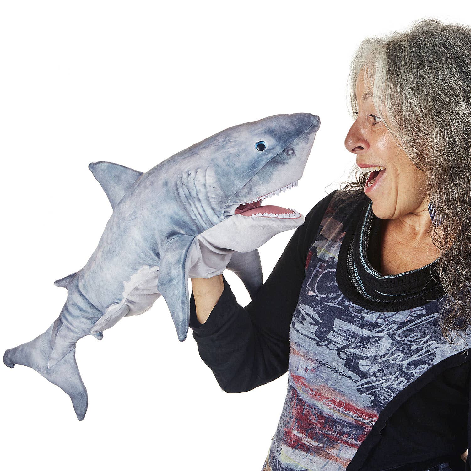 Marionnette à main Grand requin blanc 3181/ Grand requin blanc Folkmanis réaliste