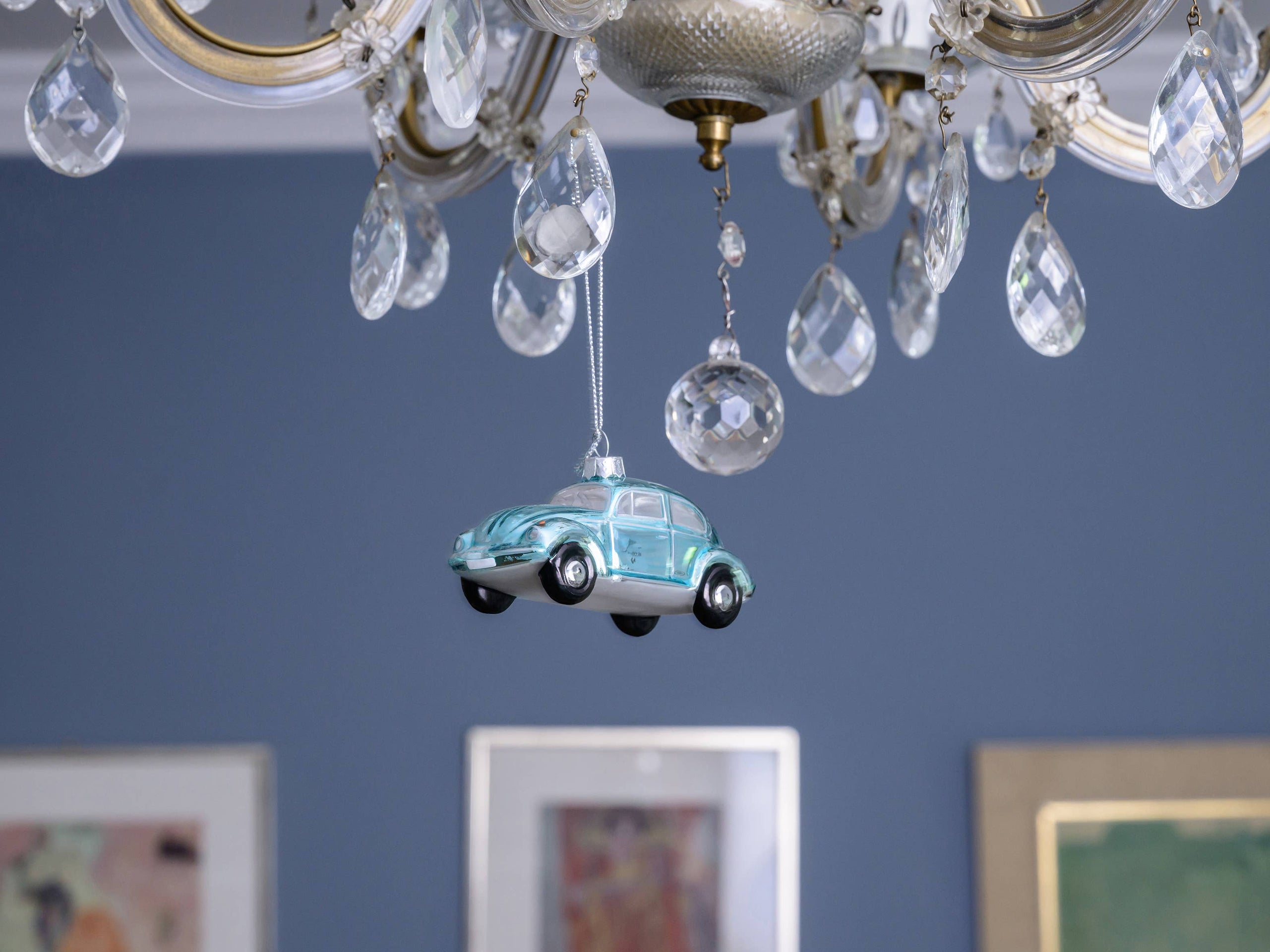 VW Käfer Weihnachtsdeko Blau