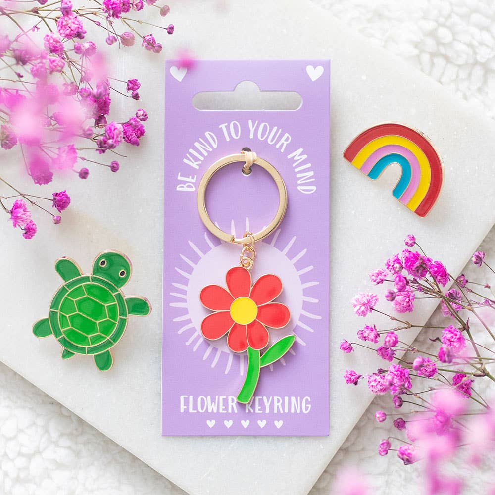 Porte-clés fleur « Prends soin de ton esprit »