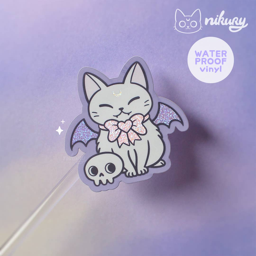 autocollants glitter gato chauve ratón meowgical nikury