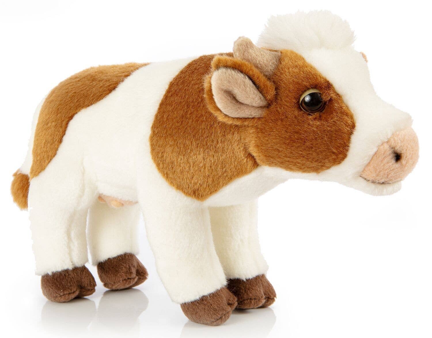 Peluche Vache blanche/brune, debout Uni Toys