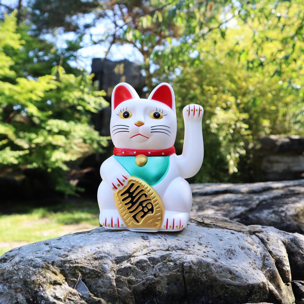 Chat chanceux blanc 15cm