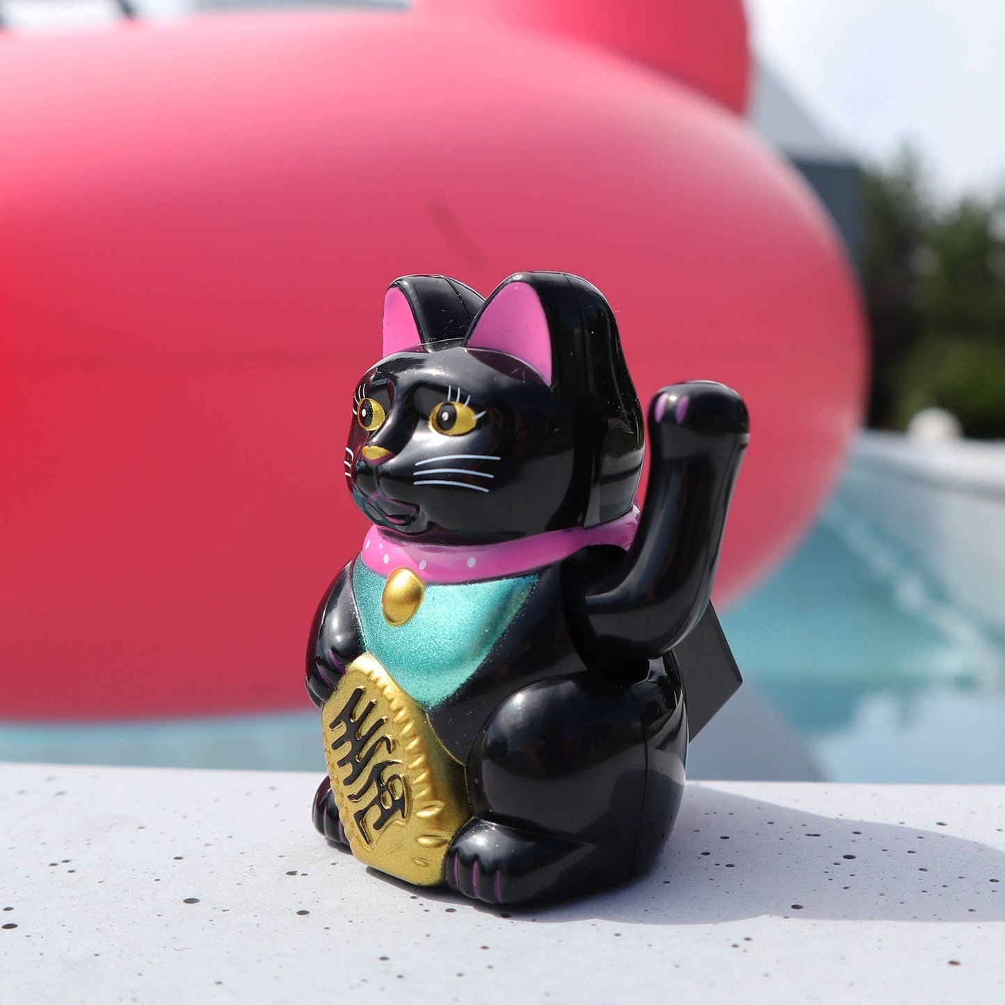 Solarbetriebene Glückskatze Mini schwarz 5cm