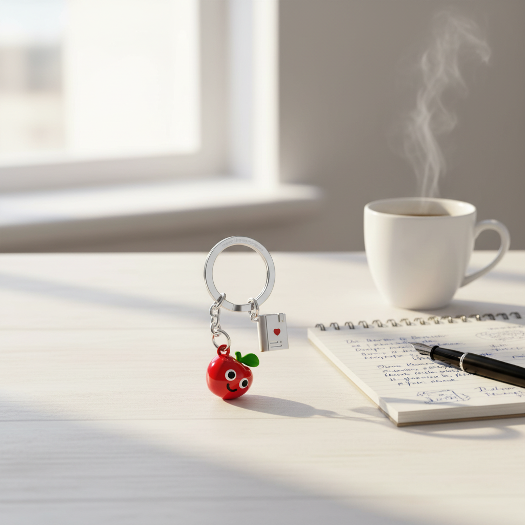 Apple & Book Keychain
