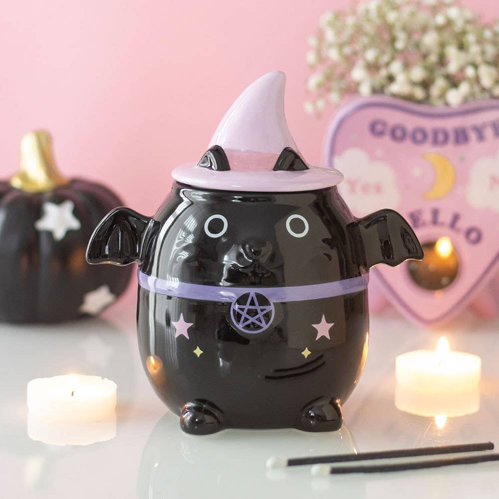 Pastel bat cat incense burner
