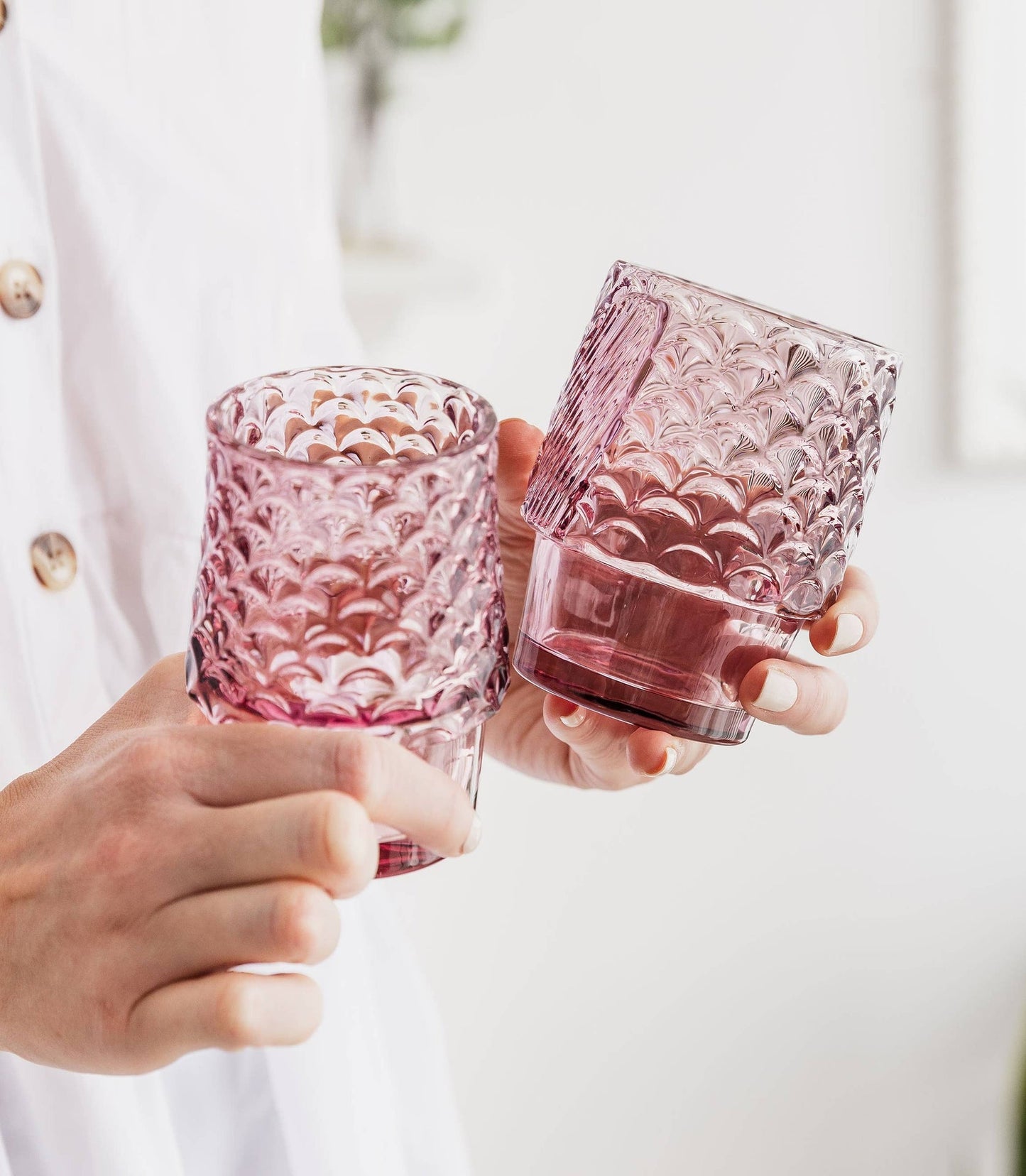 Verres à boire empilables Poisson - Lot de 4 roses