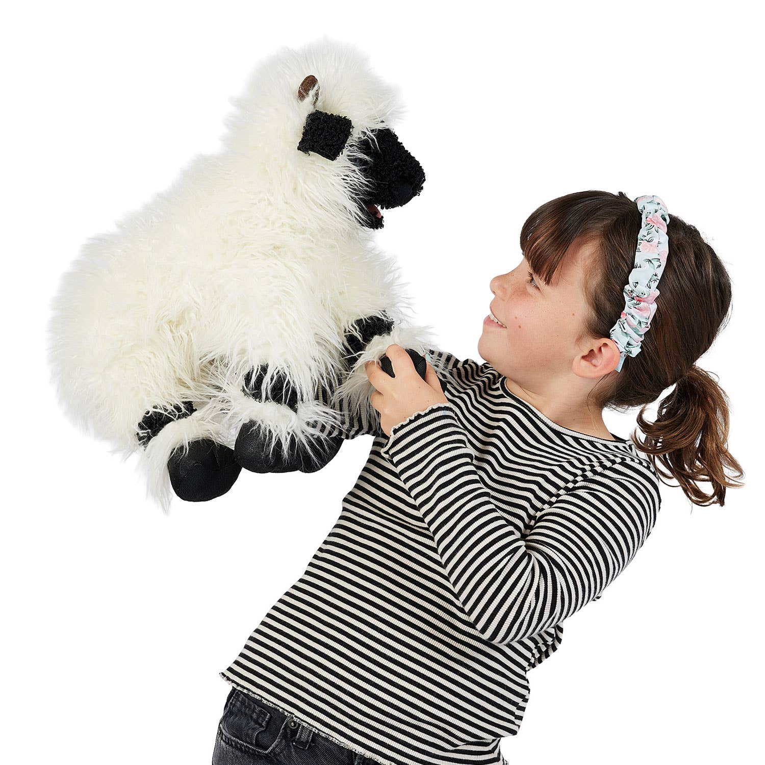Marionnette à main Marionnette Mouton Nez noir du Valais Folkmanis réaliste