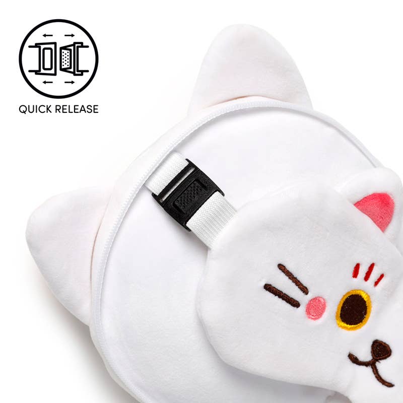Coussin de voyage rond en peluche Relaxeazzz Chat Chanceux Puckator EU – vue produit 5