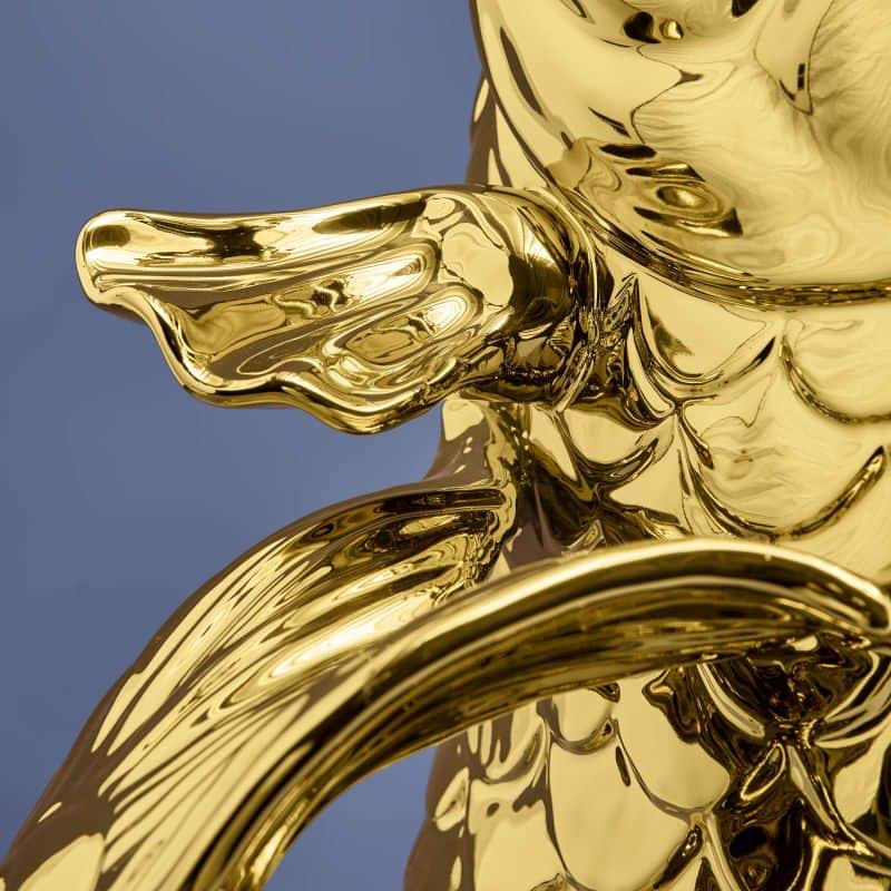Goldene Blubb-Fischskulptur/Vase