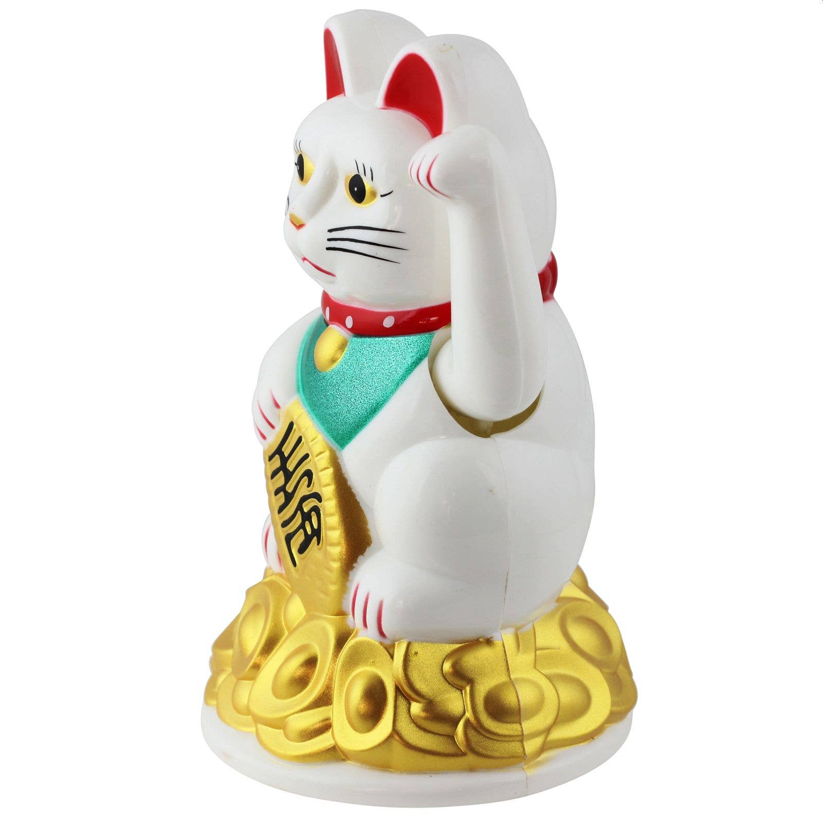 Chat chanceux blanc 11cm