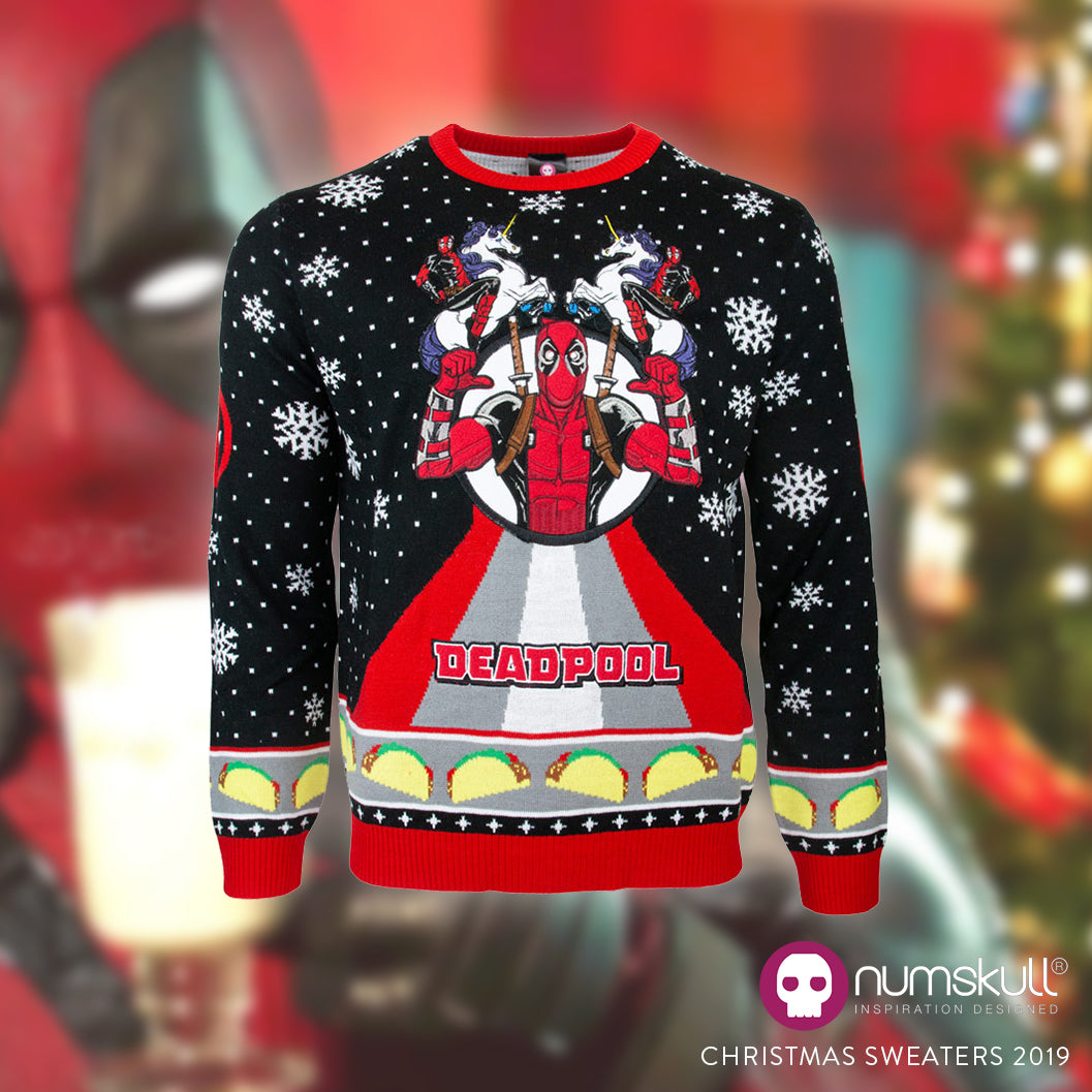Pull de Noël Deadpool Licorne