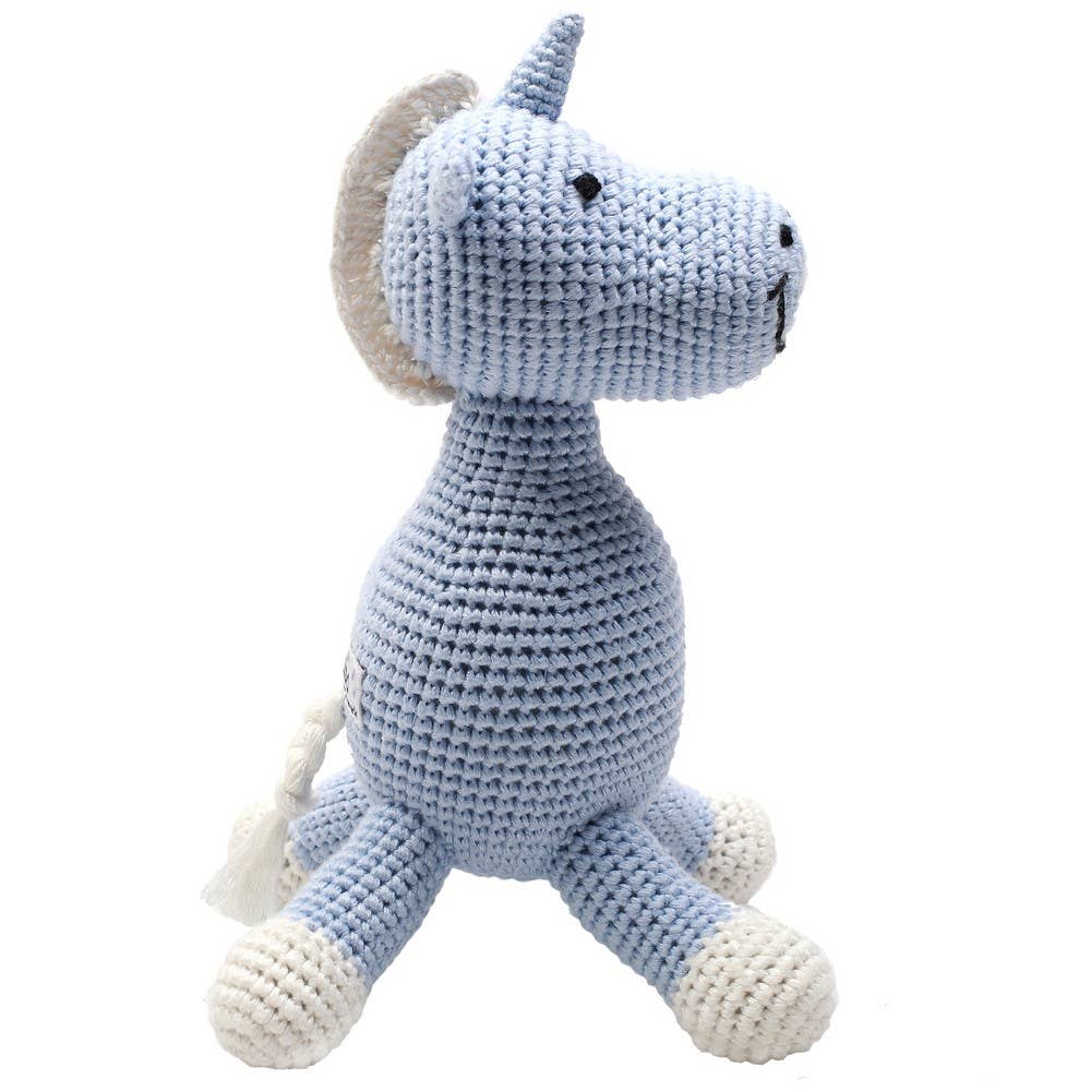 Gehäkeltes Plüschtier – Hellblaues Einhorn