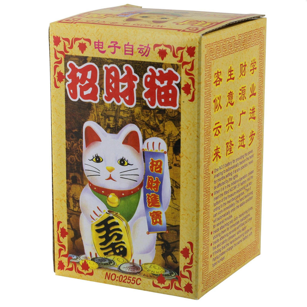 Chat chanceux blanc 13cm