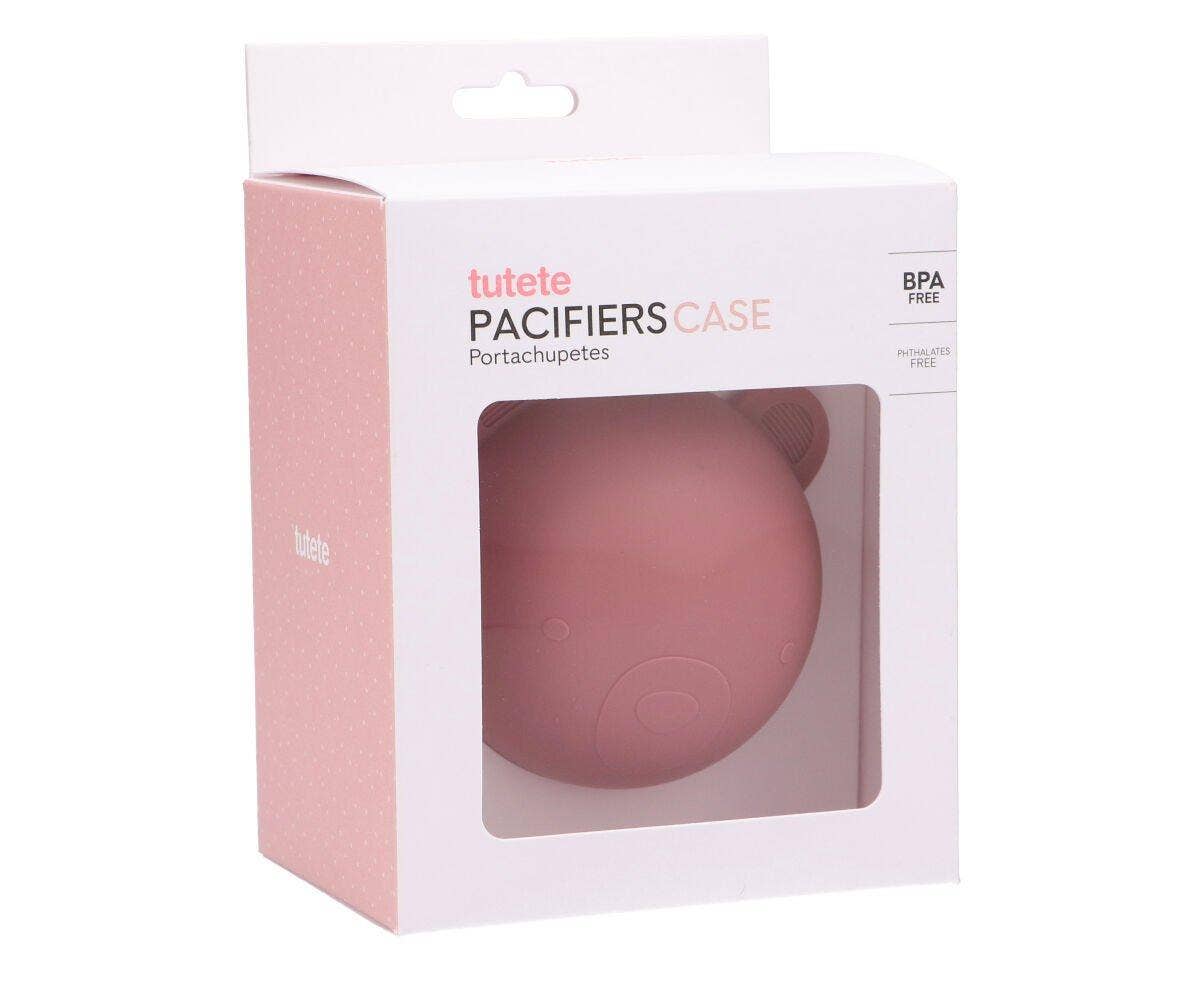 Porte-sucette en silicone Ours rose poudré - vue 2