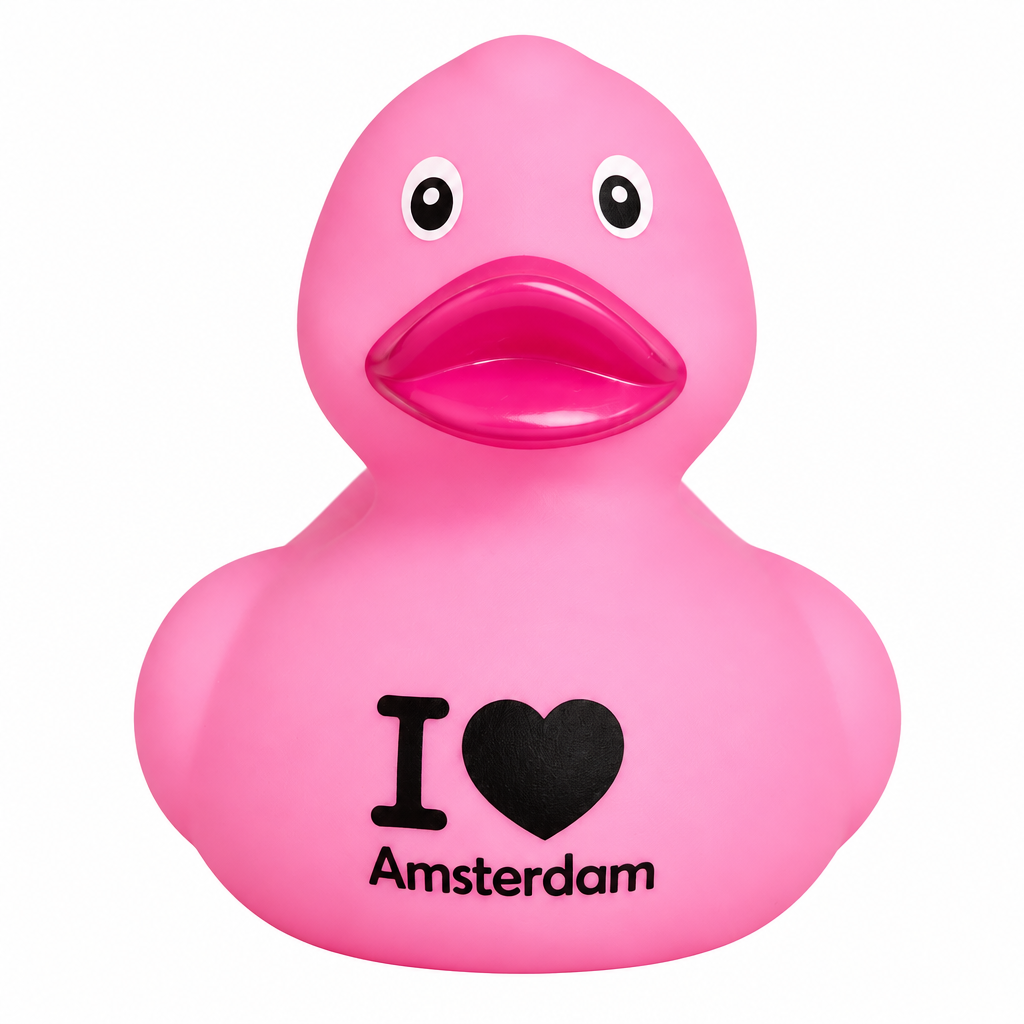 Canard « I LOVE Amsterdam » Dutch Ducky – coloris rose – vue 2
