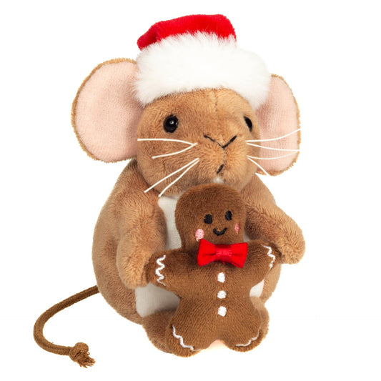 Christmas Mouse Plush Toy with Gingerbread Man