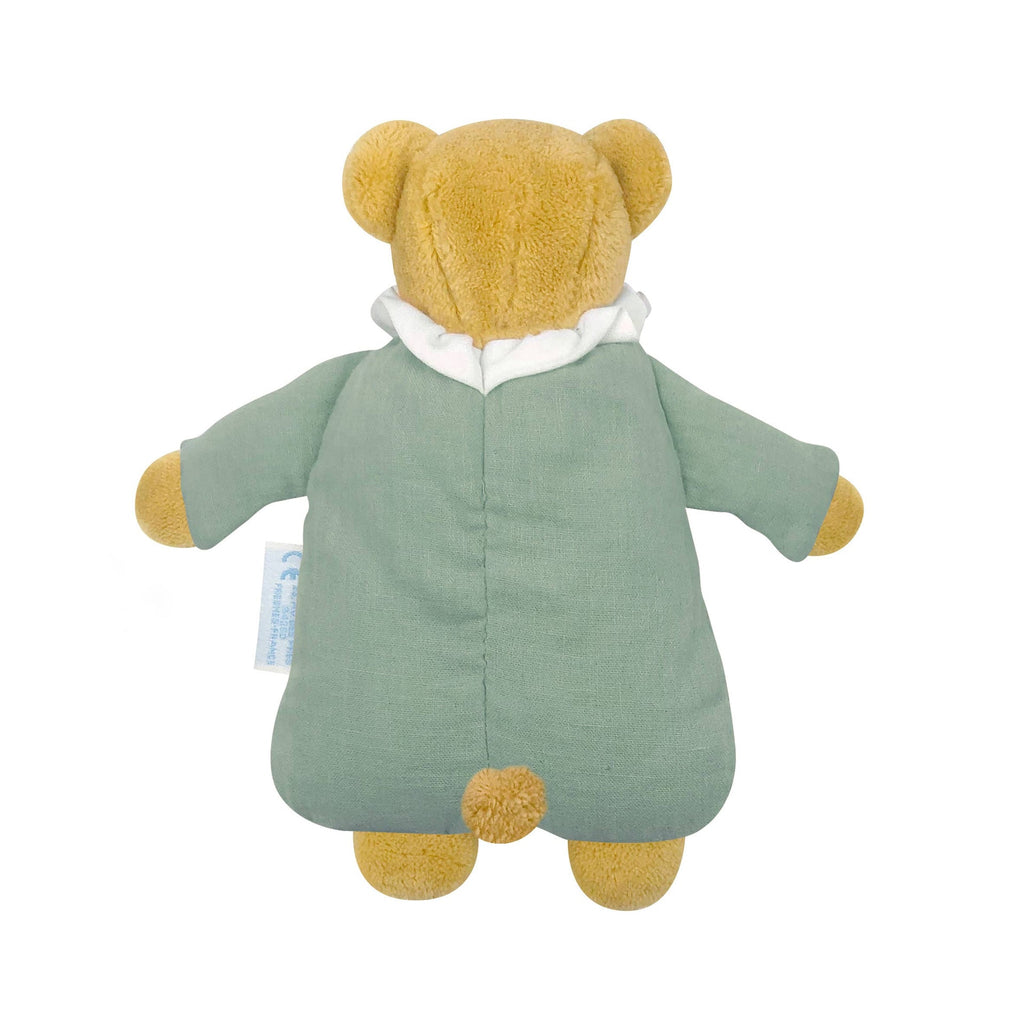 Ours Nid d'Ange Doudou avec Hochet - Coton Bio Celadon TROUSSELIER SAS – vue produit 2