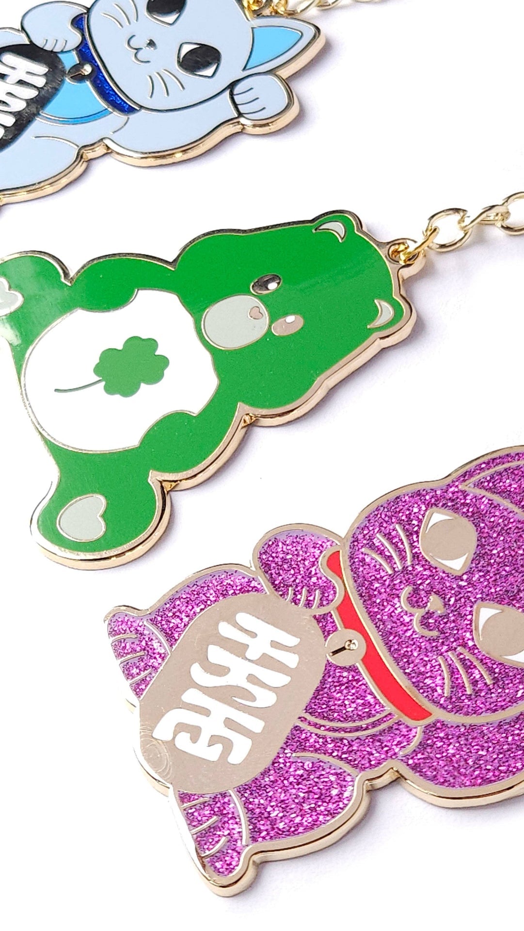 Porte-clés Chat Chanceux Bleu