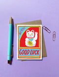 carte de voeux chat chanceux good luck youve got pen on your face MM14 68312140