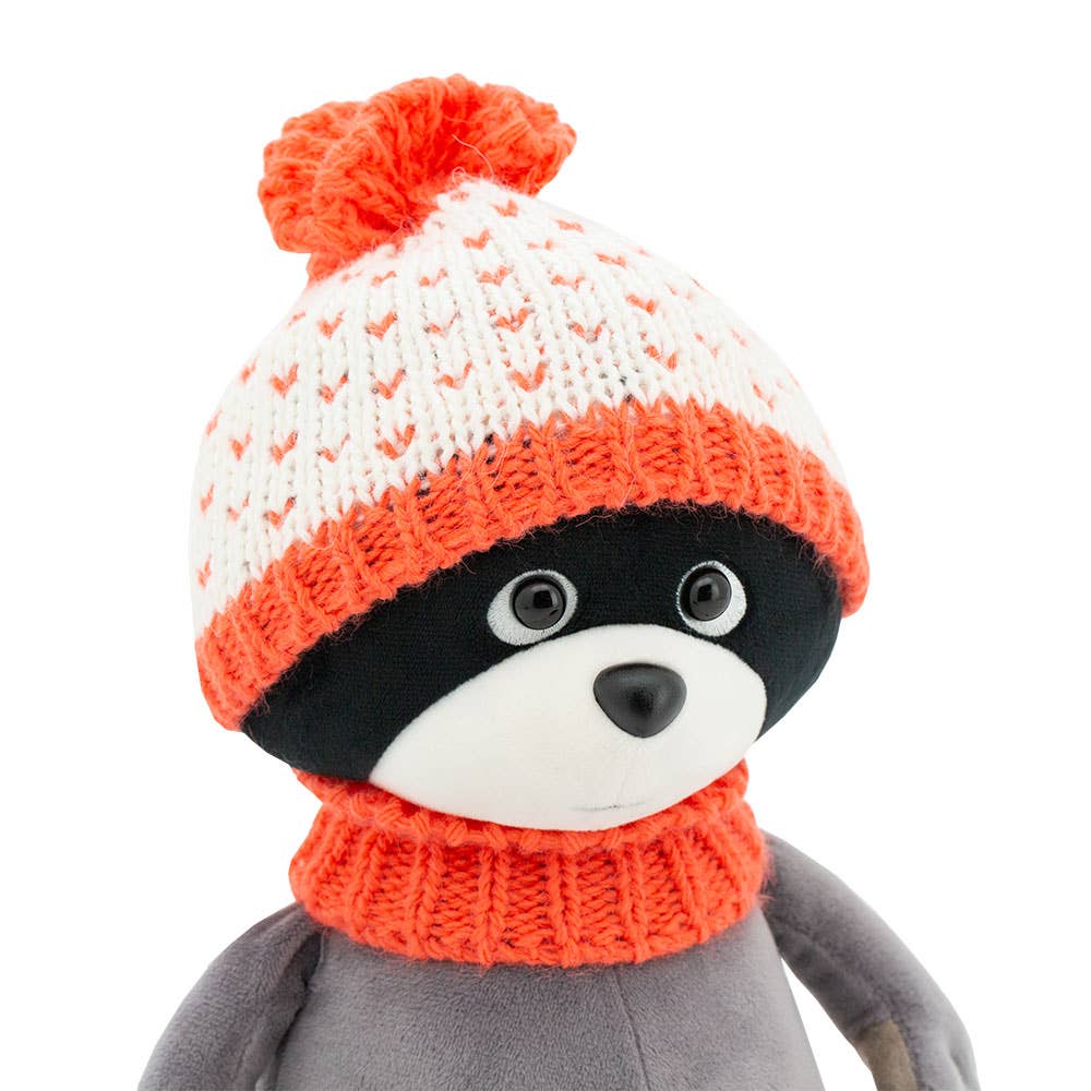 Denny le raton laveur en peluche : orange frais - 25 cm - 0+