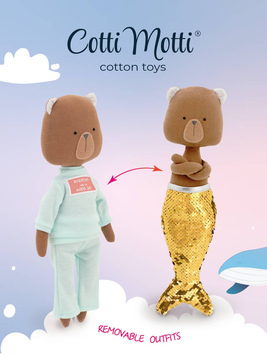 Oscar l'Ours en peluche : ensemble vêtements et queue de sirène - 29 cm