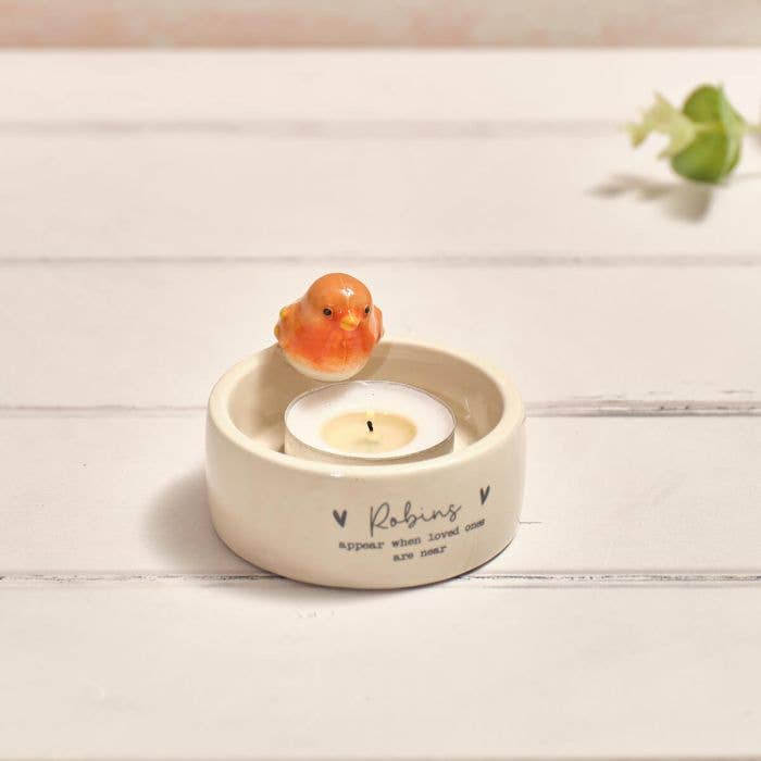 "Robins Appear" 3D Ceramic Tealight Holder