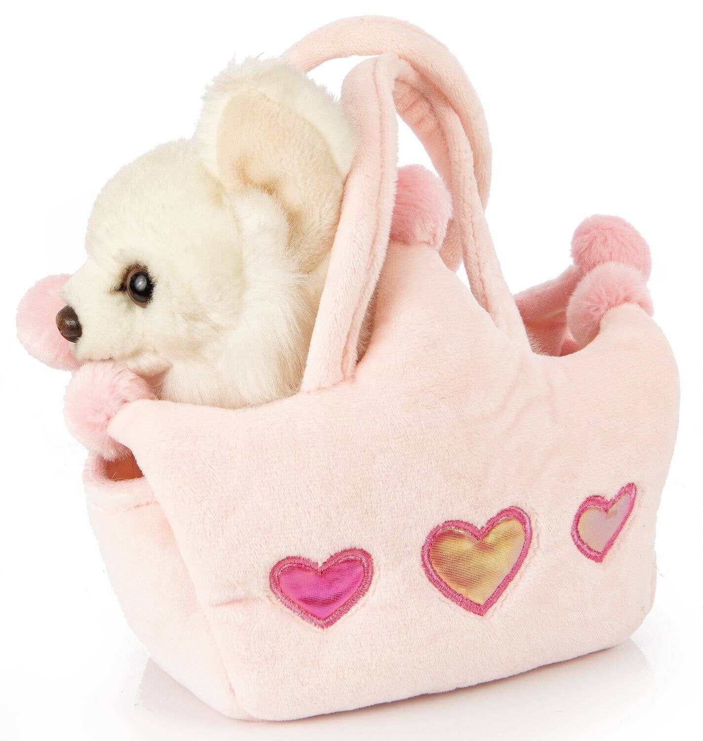 Chihuahua (blanc) - avec sac de princesse - peluche Uni Toys