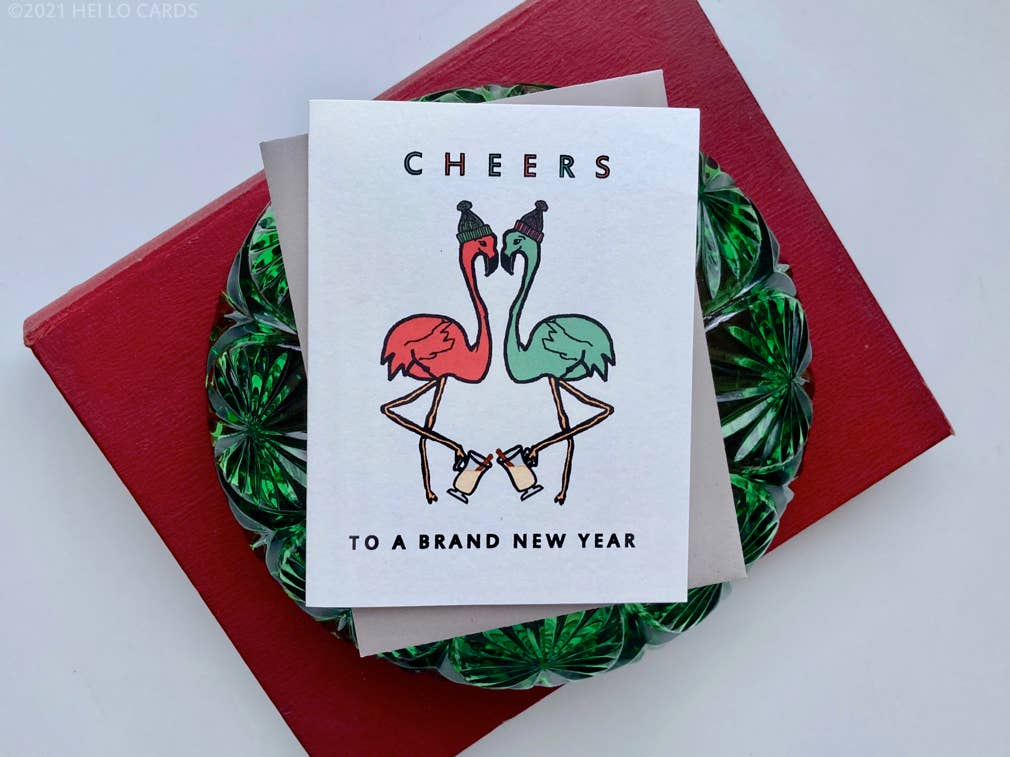 Carte de vacances/Nouvel An « Flamingo Bye Bye »