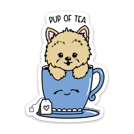 Sticker Yorkie Pup of Tea Kiss and Punch CoinCaillerie