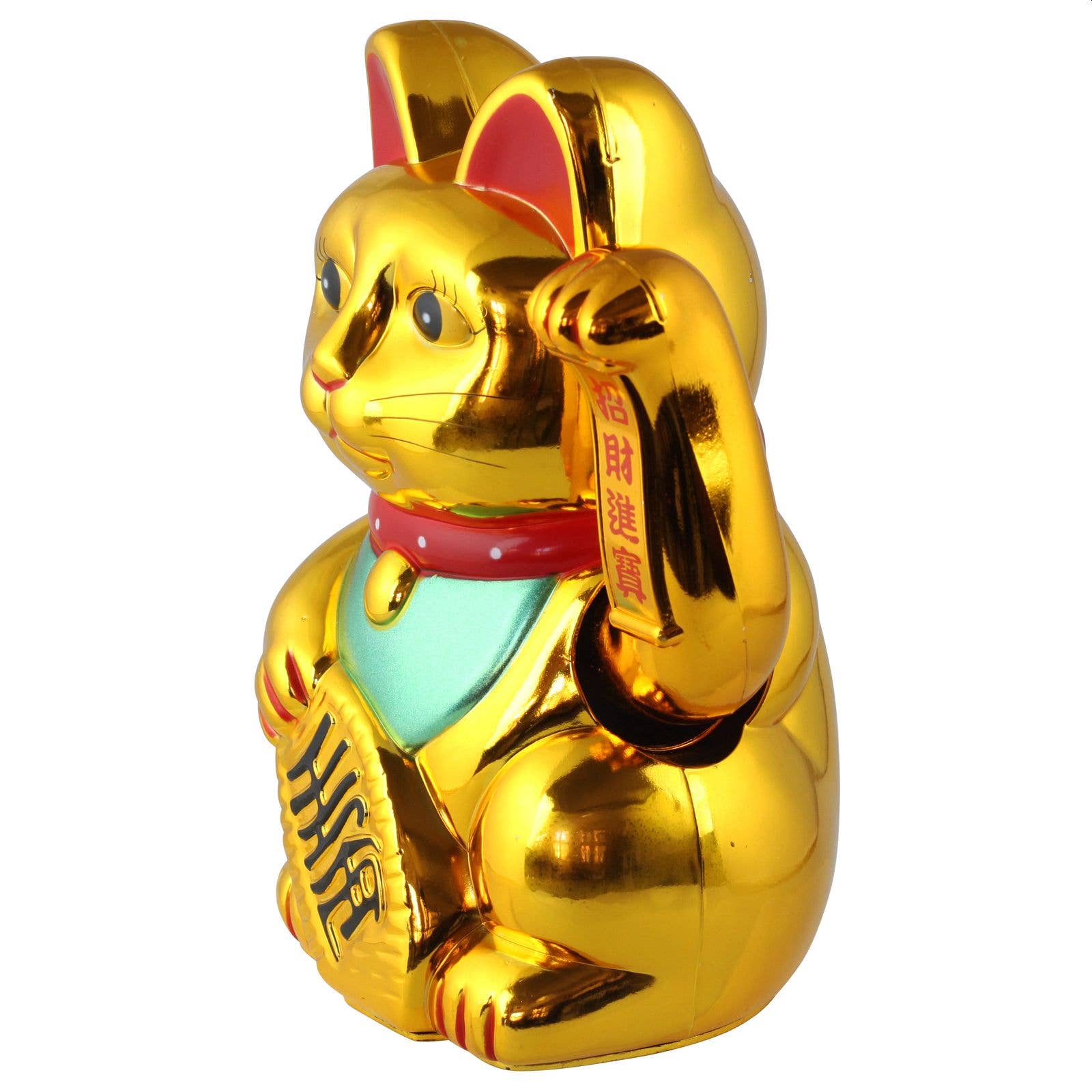 Chat chanceux doré 18cm