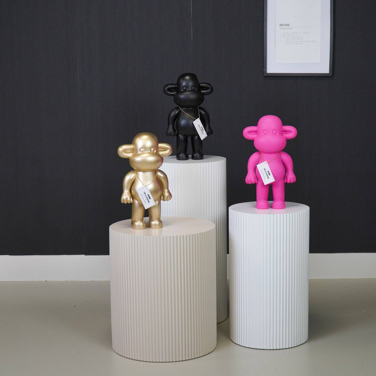 Ornament - Monkey Figurine 'The Legend' - Polyresin - Black - 20.5x13.5x35cm