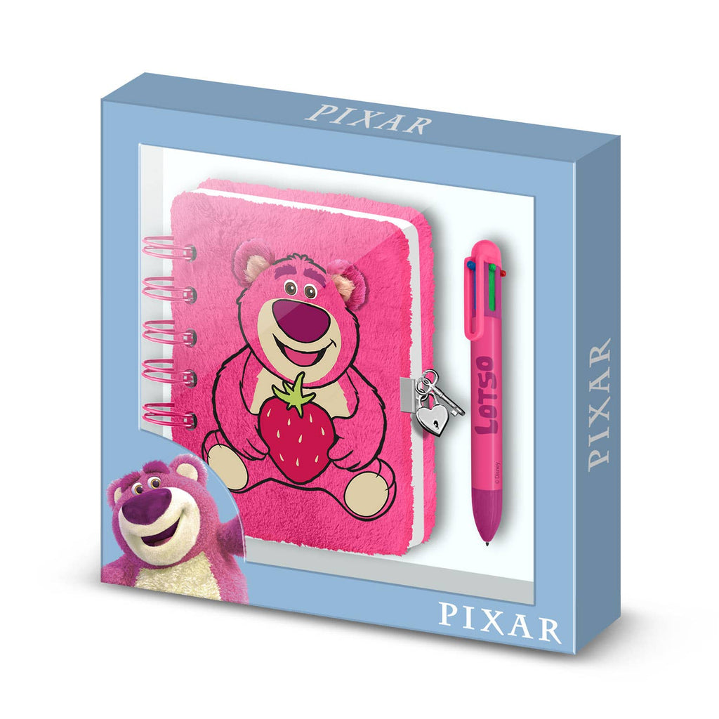 Coffret Journal + Stylo 6 Couleurs Disney « Ours Lotso Strawberry » – Rose